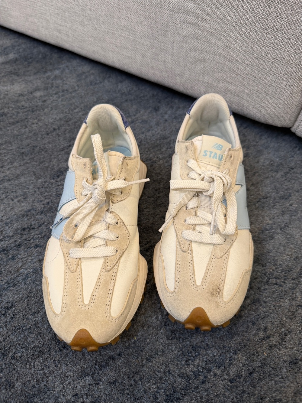 Staud x New Balance Women's Cream & Light Blue Retro Trail Sneakers - Picture 2 of 4